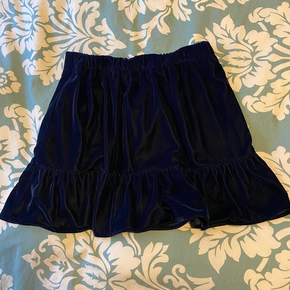 J. Crew navy velvet skirt